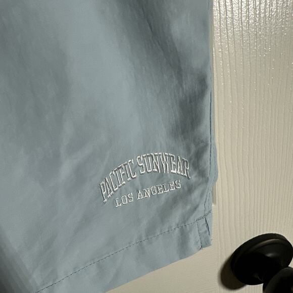 PacSun Mens Large L Light Aqua Blue Outdoor Mesh Lined Swim Board Shorts 6” - Picture 3 of 6